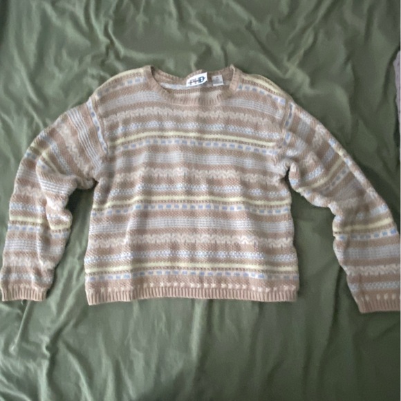 Beige and Cream Striped Sweater - Picture 1 of 4